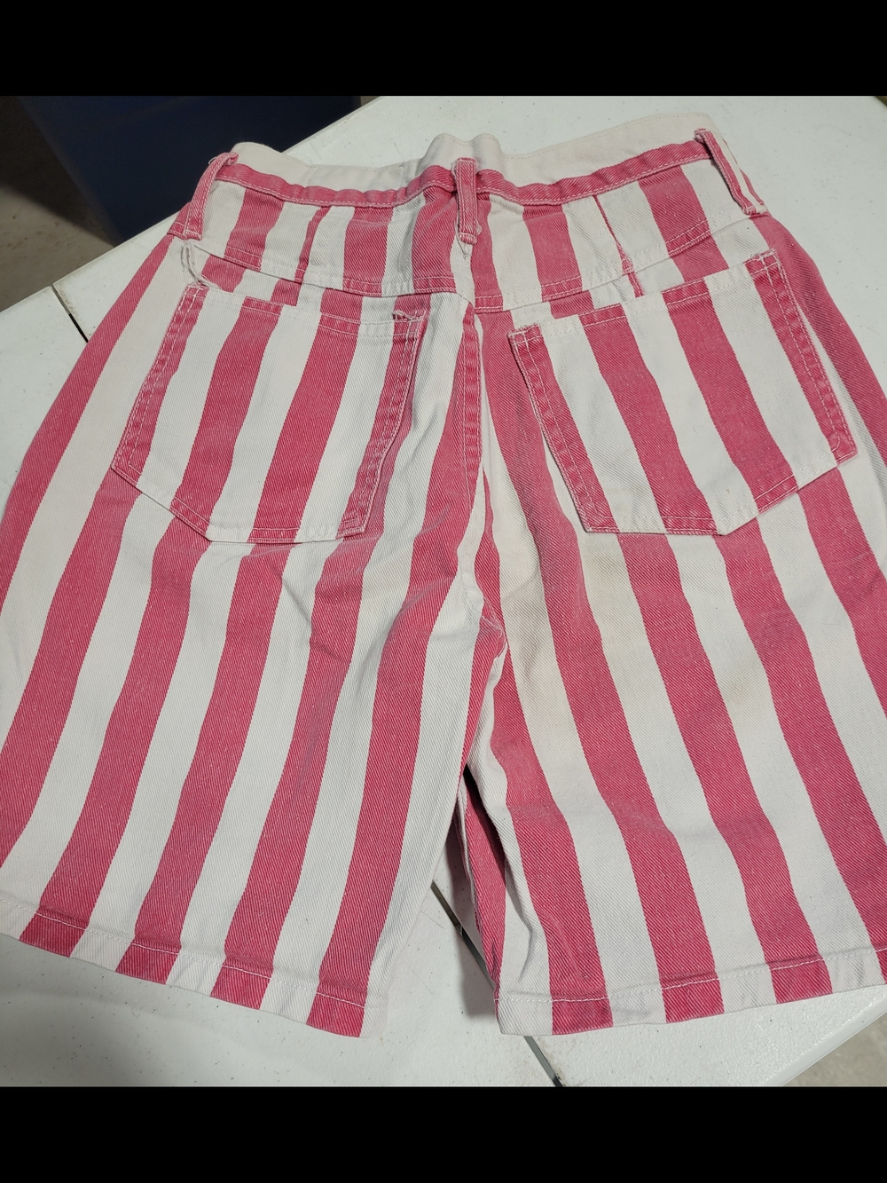 Women’s Pink and White Striped Shorts - Picture 3 of 4